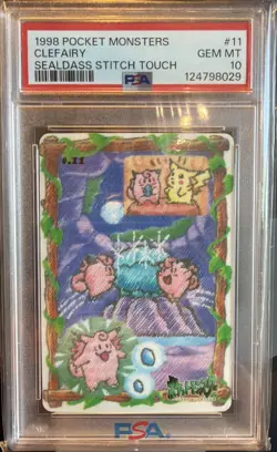 1998 POCKET MONSTERS SEALDASS STITCH TOUCH #11 CLEFAIRY PSA 10 - Image 1