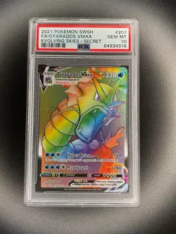 2022 Pokemon SWSH FA / Gyarados VMAX Evolving Skies Secret Rare #207 PSA 10 - Image 1