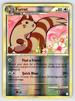 Furret 21/123 2010 HeartGold & SoulSilver Pokemon Card Reverse Holo Uncommon Lp - Image 1