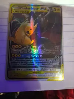 TAG 9 (910) Pikachu & Zekrom Gx #33/181 Ultra Rare Team Up Pokemon - Image 1