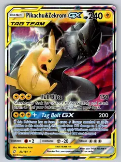 Pikachu & Zekrom GX 33/181 Holo GX Rare Team Up Pokemon Near Mint - Image 1