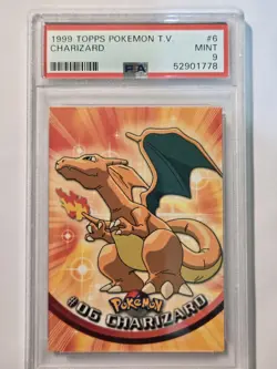 Pokemon TCG Charizard 1999 Topps Pokemon T.V. #6 PSA 9 - Image 1