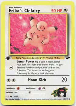 Erika's Clefairy 40/132 Uncommon Gym Challenge Pokemon 1st Edition MP - Image 1