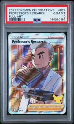 2021 POKEMON CELEBRATIONS #024 FULL ART/PROFESSOR'S RESEARCH PSA 10 - Image 1