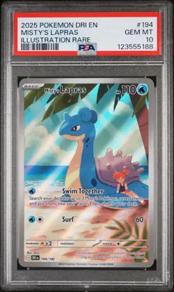 Pokemon Destined Rivals Misty's Lapras Illustration Rare 194 PSA 10 - Image 1