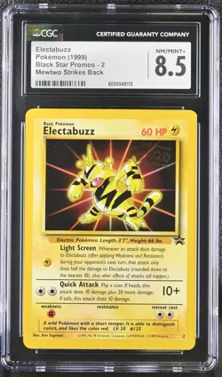 CGC 8.5 Electabuzz 1999 Black Star Promos 2 Mewtwo Strikes Back Pokemon Card - Image 1