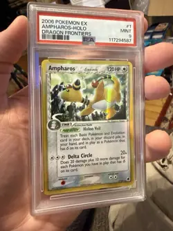 2006 POKEMON EX DRAGON FRONTIERS AMPHAROS #1/101 RARE HOLO FOIL PSA 9 - Image 1