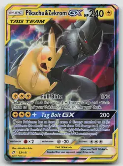 Pikachu & Zekrom GX 33/181 Holo GX Rare Team Up Pokemon Lightly Played - Image 1