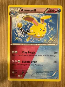 Pokemon TCG Azumarill Steam Siege 77/114 Regular Uncommon LP - Image 1