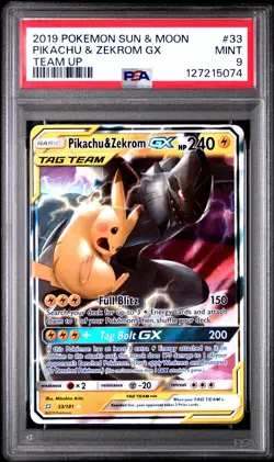 2019 POKEMON TEAM UP PIKACHU & ZEKROM GX #33 PSA 9 MINT #127215074 - Image 1