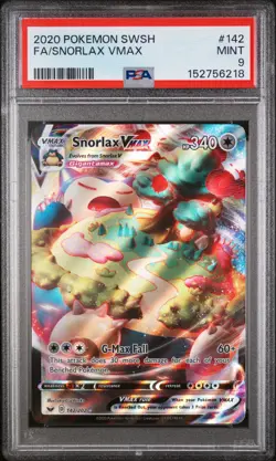 2020 POKEMON SWORD & SHIELD #142 FULL ART/SNORLAX VMAX PSA 9 - Image 1