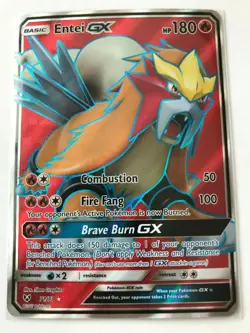 ENTEI GX FULL ART ULTRA RARE Shining Legends 71/73 Pokemon Card TCG NM HOLO REAL - Image 1