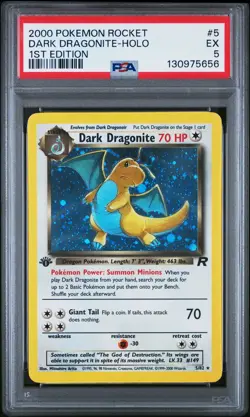 2000 POKEMON ROCKET 1ST EDITION #5 DARK DRAGONITE-HOLO PSA 5 - Image 1