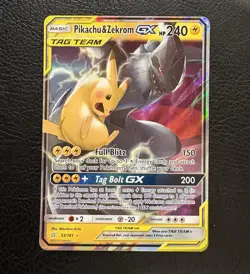 Pikachu & Zekrom GX TAG TEAM Ultra Rare Holo SM-Team Up 33/181 Pokemon TCG NM - Image 1