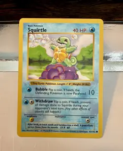 Pokemon TCG Squirtle Base Set Shadowless 63/102 40 HP Regular 1999 - Image 1