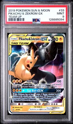 2019 POKEMON TEAM UP PIKACHU & ZEKROM GX #33 PSA 9 MINT #128885094 - Image 1