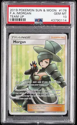 2019 POKEMON SUN & MOON TEAM UP #178 FULL ART/MORGAN PSA 10 - Image 1
