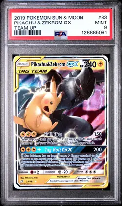 2019 POKEMON TEAM UP PIKACHU & ZEKROM GX #33 PSA 9 MINT #128885081 - Image 1