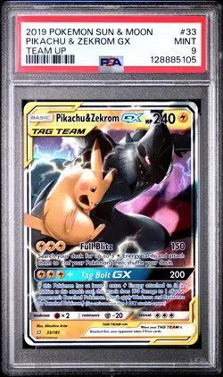 2019 POKEMON TEAM UP PIKACHU & ZEKROM GX #33 PSA 9 MINT #128885105 - Image 1