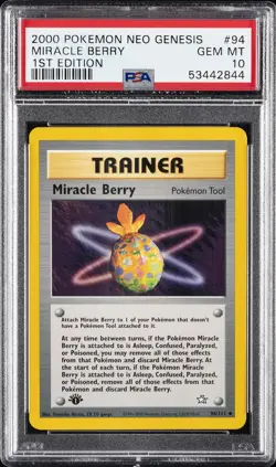 2000 POKEMON NEO GENESIS 1ST EDITION #94 MIRACLE BERRY PSA 10 - Image 1