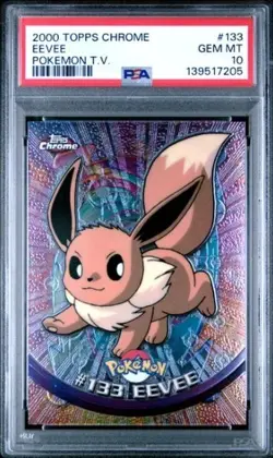 2000 Topps Chrome Pokemon T.V EEVEE #133 PSA 10 GEM MINT LOW POP 113 NEW GRADE - Image 1