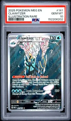 Clawitzer 141/132 – Mega Evolution – Illustration Rare – Pokemon TCG - PSA 10 - Image 1