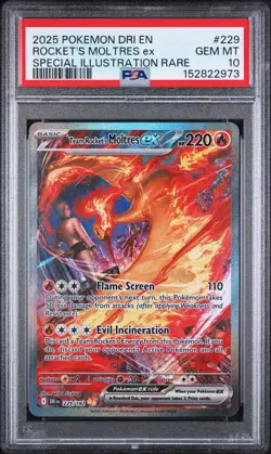 2025 Pokemon Team Rocket's Moltres ex SIR Destined Rivals 229/182 PSA 10 GEM MT - Image 1
