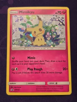 Mimikyu Sun & Moon Black Star Promo SM163 Holo Team Up, Near Mint, Pokemon TCG - Image 1