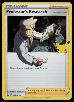 PROFESSOR'S RESEARCH (PROFESSOR OAK) 023/025 HOLO CELEBRATIONS POKEMON HOLO NM - Image 1
