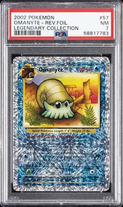 2002 POKEMON LEGENDARY COLLECTION #57 OMANYTE-REVERSE FOIL PSA 7 - Image 1