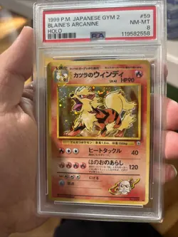 1999 POKEMON JAPANESE GYM 2 #59 BLAINE'S ARCANINE-HOLO PSA 8 - Image 1
