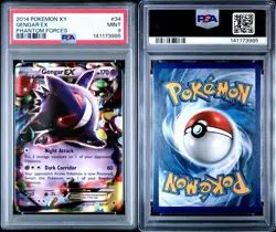 2014 POKEMON XY PHANTOM FORCES #34 GENGAR EX PSA 9 - Image 3
