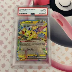 Pikachu Ex #57 PSA 10 Pokemon Surging Sparks - Image 1