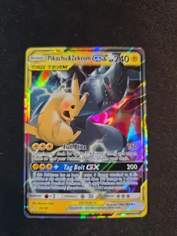 Pokemon Pikachu & Zekrom GX TCG Sun & Moon Holo Ultra Rare Card 33/181 - Image 1