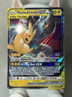 Pokemon Pikachu & Zekrom GX TCG Sun & Moon Holo Ultra Rare Card 33/181 - Image 4