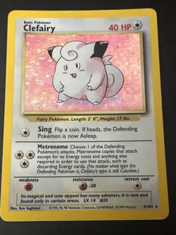 Clefairy 5/102 Base Set Holo Rare Unlimited Pokemon TCG Card - Image 1