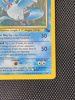 Pokemon TCG Articuno Holo Rare Unlimited Card 2/62 Fossil Set 1999 WOTC - Image 4