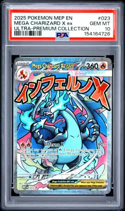 2025 POKEMON MEP EN-ME BLACK STAR PROMO #023 MEGA CHARIZARD X EX PSA 10 - Image 1