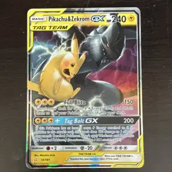 Pokemon Pikachu & Zekrom GX Ultra Rare TAG TEAM Holo Team Up 33/181 240 HP - Image 2