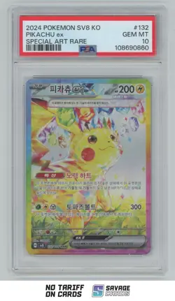 2024 Pokemon SV8 KOREAN Special Art Rare Pikachu EX PSA 10 #132/106 - Image 1