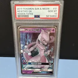Pokemon Hidden Fates Mewtwo GX 31/68 Holo Ultra Rare PSA 10 2019 - Image 1