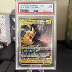 PIKACHU & ZEKROM GX 2019 POKEMON TEAM UP RARE HOLO GX 33/181 PSA 9 Q0004 - Image 1