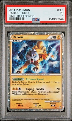 PSA 1 2011 Pokemon Call of Legends SHINY Raikou Holo Foil Rare SL9 - Image 1