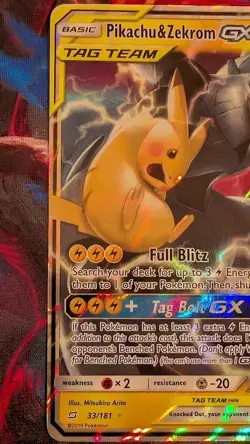 Pikachu & Zekrom GX Ultra Rare Holo 33/181 Pokemon Team Up - Image 3