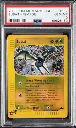 2003 POKEMON SKYRIDGE #117 ZUBAT-REVERSE FOIL PSA 10 - Image 1