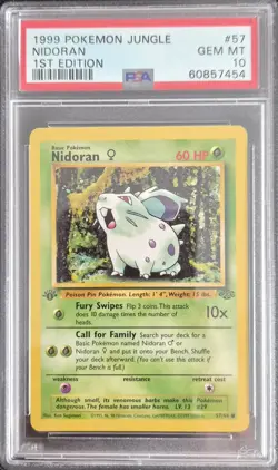 PSA 10 - 1999 Pokemon Jungle 1st Edition Nidoran #57/64 - GEM MINT! - Image 1