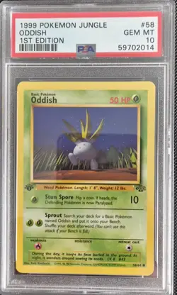 PSA 10 - 1999 Pokemon Jungle 1st Edition Oddish #58/64 - GEM MINT! - Image 1
