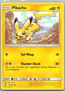Pikachu #40/147 2017 Pokemon Reverse Holo POKE#3 - Image 1