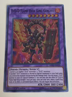 Yugioh D/D/D Flame High King Genghis x 3 - 1st Edition Super Rare NM - Free Holo - Image 2