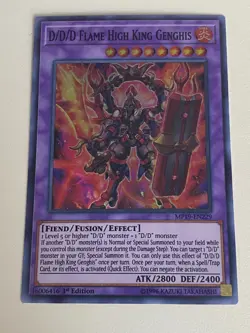 Yugioh D/D/D Flame High King Genghis x 3 - 1st Edition Super Rare NM - Free Holo - Image 3